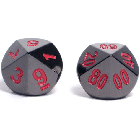 Solid Metal d100 Percentile Pair (Set of 2 Dice) Metallic Black with ...