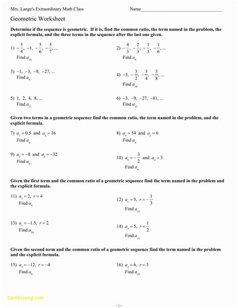 Arithmetic Sequence Worksheet