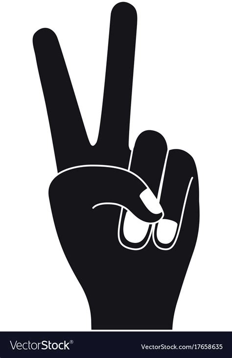 Peace hand gesture on monochrome silhouette Vector Image