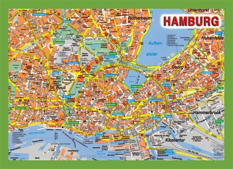 Large Hamburg tourist attractions map | Hamburg | Germany | Europe | Mapsland | Maps of the World