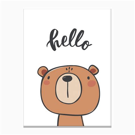 Hello Bear Canvas Print by Pixy Paper - Fy