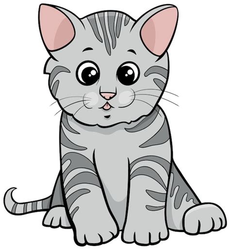 Premium Vector | Gray tabby kitten cartoon animal character