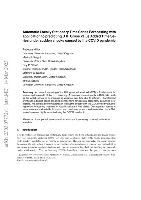 Automatic Locally Stationary Time Series Forecasting with application to predicting U.K. Gross ...