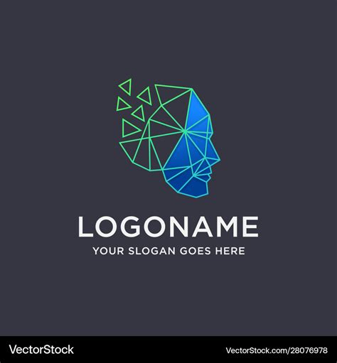 Modern tech head structural logo icon Royalty Free Vector