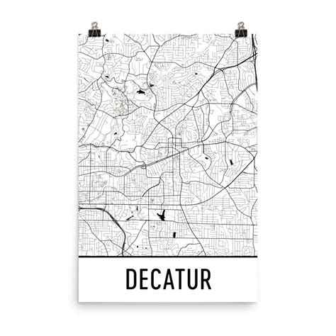 Decatur GA Street Map Poster - Wall Print by Modern Map Art