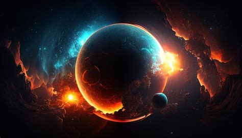 Premium AI Image | Space background with planet and colorful light AI generated