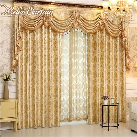 Helen Curtain Luxury Europe Style Curtains With Valance Jacquard Curtains For Living room Modern ...