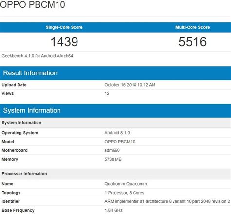 OPPO R15x passes through Geekbench confirming key specs