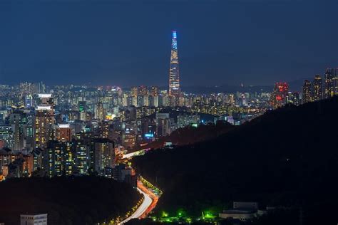 Premium Photo | Seoul city skyline at night, south korea.