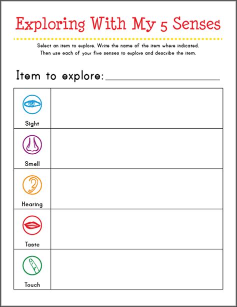 Sensory Details Worksheet