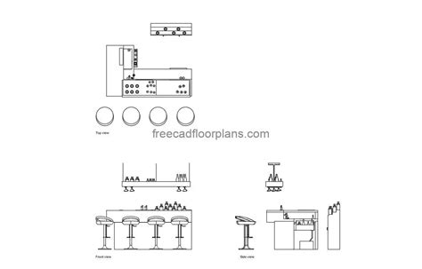Home Basement Bar - Free CAD Drawings