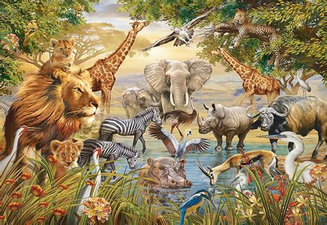 Animals at the Waterhole, 500pc | Adult Puzzles | Puzzles | Products | uk | Animals at the ...