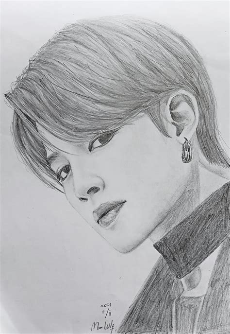 Jimin BTS Pencil Drawing Pearl Art - Illustrations ART street