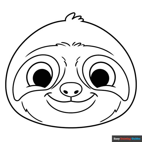 Sloth Face Coloring Page | Easy Drawing Guides