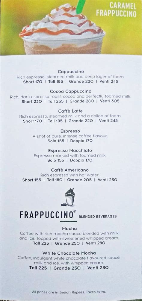 Starbucks Menu and Price List for Punjabi Bagh West, New Delhi | nearbuy.com