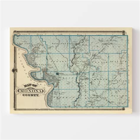 Vintage Map of Monona County Iowa, 1875 by Ted's Vintage Art