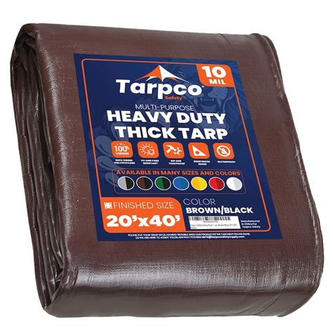 Tarpco Safety 20-ft x 40-ft Brown Waterproof Commercial Polyethylene 10-mil Tarp in the Tarps ...