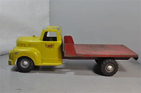 Vintage All American Toy Co. Flatbed Truck Pressed Steel Toy