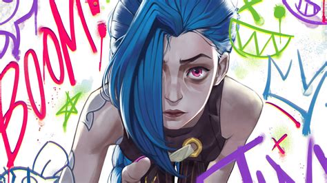 Download Jinx Arcane Colorful Doodles Wallpaper | Wallpapers.com