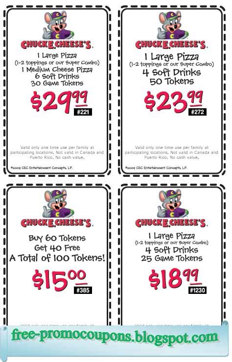 Printable Coupons 2023: Chuck E Cheese Coupons