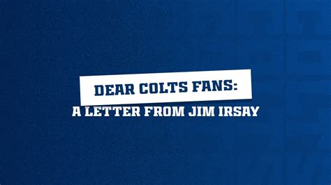 Dear Colts Fans: A Letter From Jim Irsay