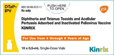 NDC 58160-812 Kinrix Diphtheria And Tetanus Toxoids And Acellular ...