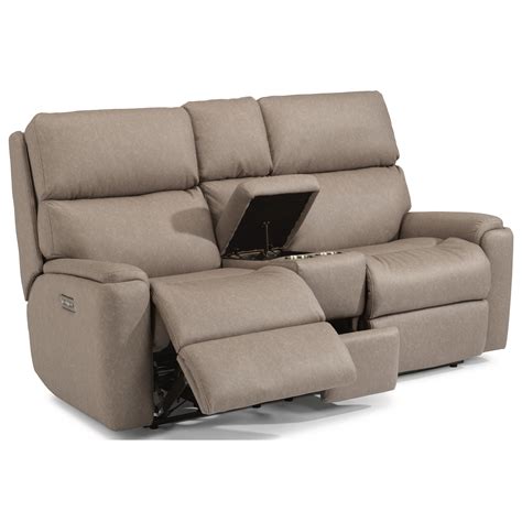 Flexsteel Rio Casual Power Reclining Loveseat with Console | Conlin's ...