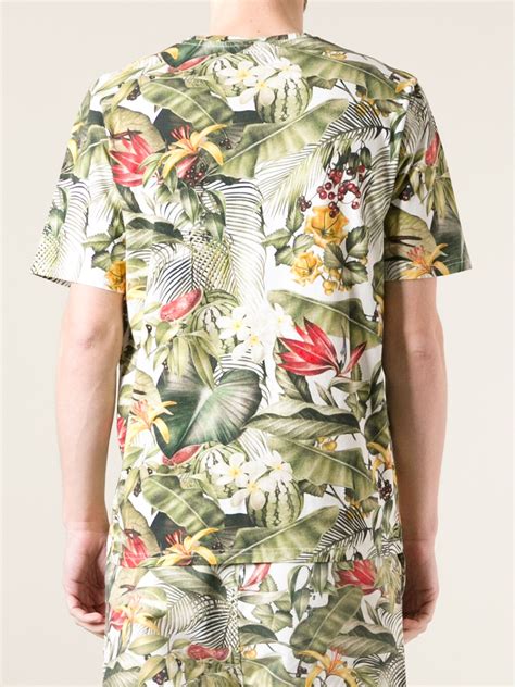 AMI Jungle Print T-shirt in White (Green) for Men - Lyst