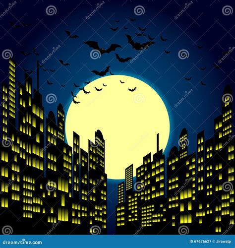 Cartoon Town Night Skyline Cartoon Vector | CartoonDealer.com #6114565