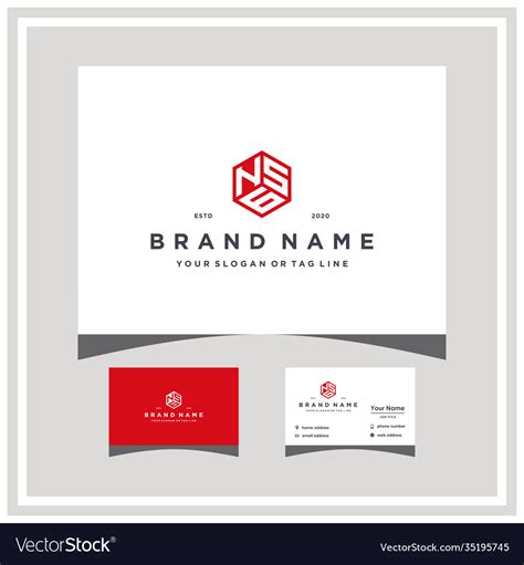 Letter nsg hexagon logo design and business card Vector Image