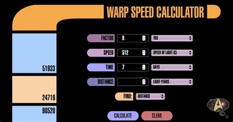 Warp Speed Calculator : r/startrek