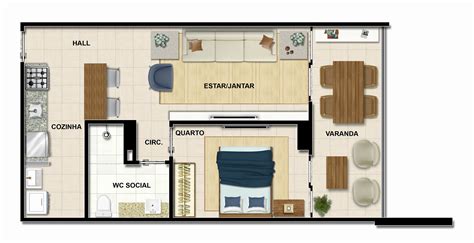 Resultado de imagem para planta de apartamento 1 quarto | Apartamento 1 quarto, Prêmios de ...