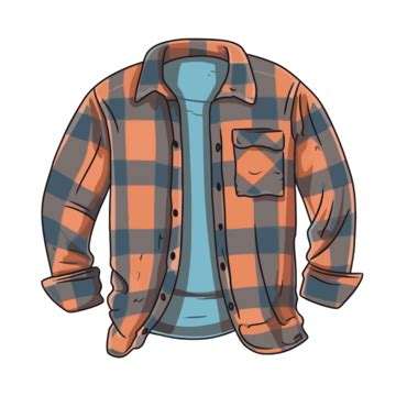 Flannel Shirt Vector, Sticker Clipart Cartoon Illustration Of A Red Flannel Shirt, Sticker ...