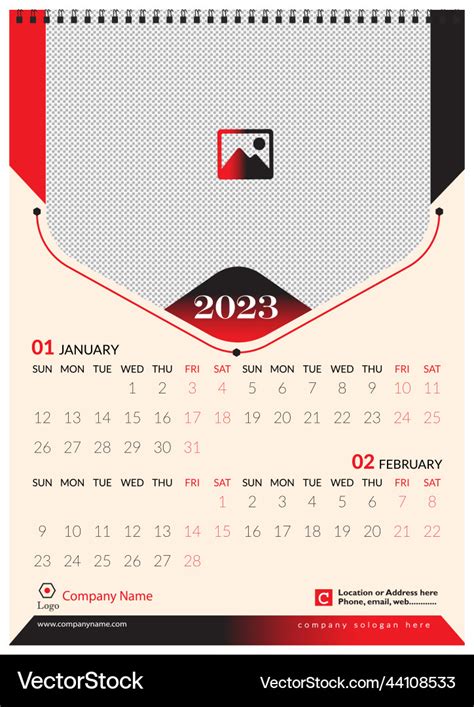 Creative wall calendar 2023 design template Vector Image