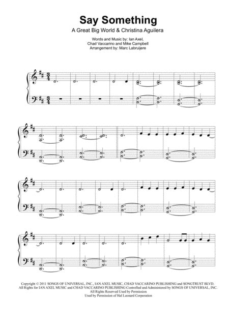 Say Something - Piano Solo - Early Intermediate By - Digital Sheet Music For - Download & Print ...