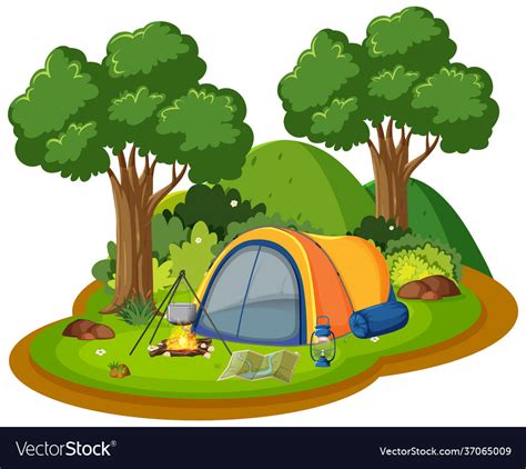 Isolated camping scene on white background Vector Image