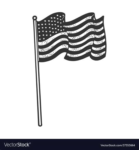 American flag sketch Royalty Free Vector Image