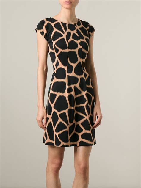 Michael michael kors Giraffe Print Dress in Black | Lyst