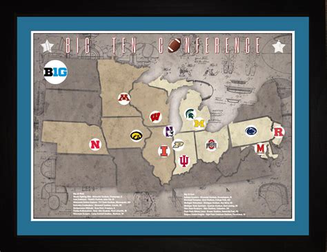 Tracking Art - Big10 Big Ten College Football Teams Stadiums Location ...