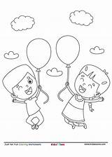 Kids Playing With Balloon Coloring Page  KidzeZone sketch template