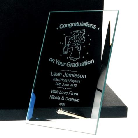 Personalised Graduation Glass Plaque: Female - The Personalised Gift Shop