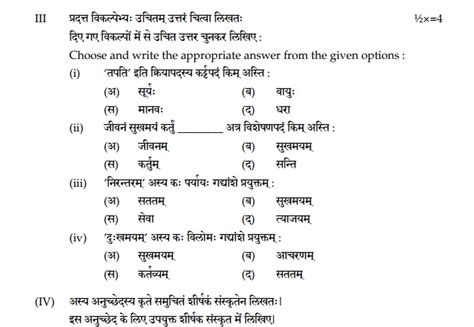 Sanskrit Model Question Paper For Class 10 State Syllabus - examples papers