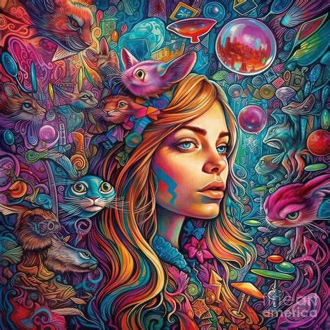 Psychedelic Alice in Wonderland 9 Digital Art by Sambel Pedes - Fine Art America