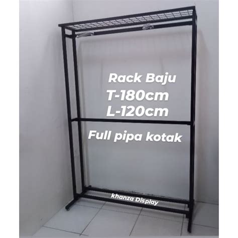 Jual Rak baju besi Gawangan baju tingkat -T 180CM Panjang 120cm pipa kotak 2x2cm | Shopee Indonesia