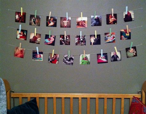 Mommy&Ollie: DIY: Clothespin Photo Display | Photo displays, Hanging pictures, Hanging photos