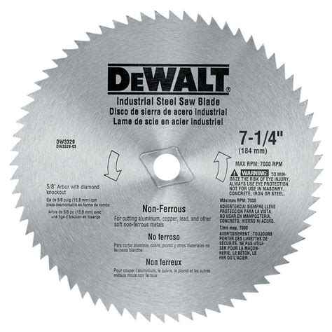 DEWALT 7-1/4 in. 68-Teeth Steel Non-Ferrous Steel Saw Blade-DW3329 ...