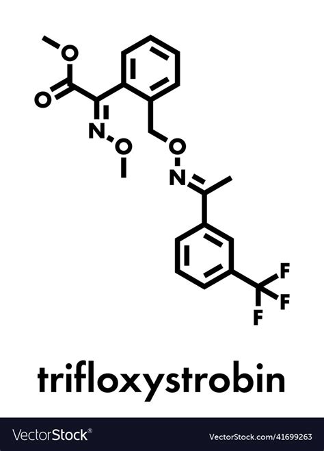 Trifloxystrobin fungicide molecule skeletal Vector Image