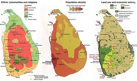 Ethnic, population density, and land use maps of Sri Lanka. 1976. | Map ...