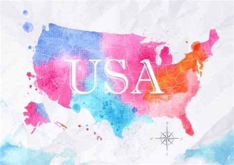 Premium Vector | Watercolor map of united states