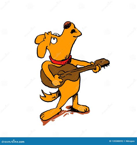 Dog howling with guitar stock illustration. Illustration of design ...